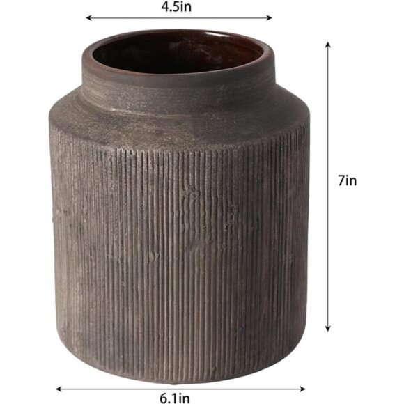 Terracotta Rustic Ceramic Vase Farmhouse Decor for Table Shelf Living Room - Picture 2 of 7